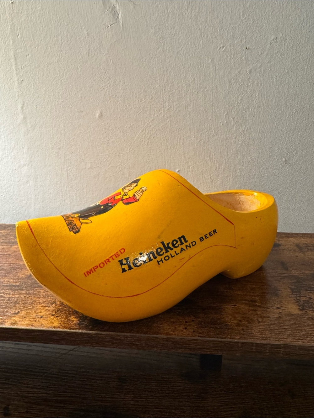 Vintage Heineken Holland Beer Wooden Advertising Shoe Clog